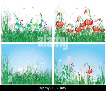 Vector Illustration Rasen Hintergründe set für die Gestaltung Stockfoto