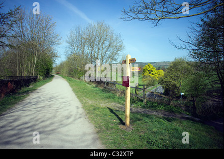 Wegweiser auf dem Monsal Trail in der Nähe von Hassop und Rowland Stockfoto