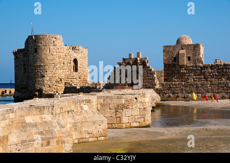 Kreuzritterburg. Sidon (Saida), mediterranen Küste. Libanon. Stockfoto