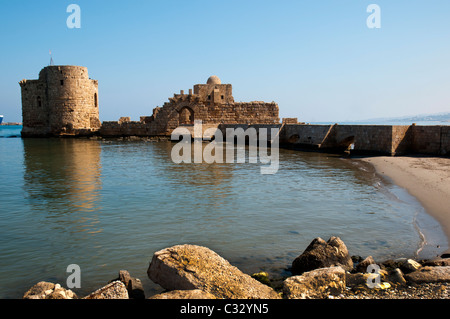 Kreuzritterburg. Sidon (Saida), mediterranen Küste. Libanon. Stockfoto