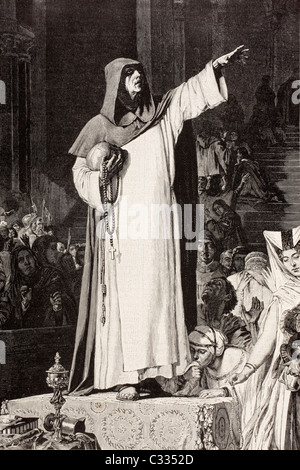 Girolamo Savonarola, 1452 – 1498. Italienischer Dominikanermönch Predigt gegen die Unsittlichkeit und Luxus die Sünde verführen würde. Stockfoto