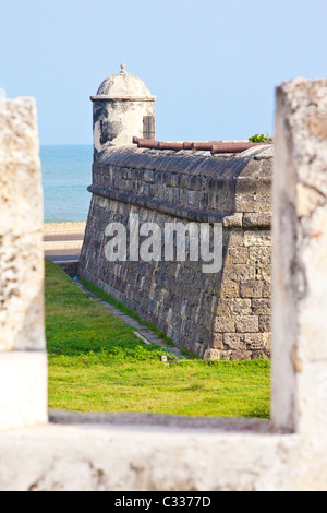 Alten Stadtmauern, Cartagena, Kolumbien Stockfoto