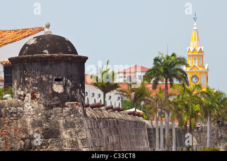 Alten Stadtmauern, Cartagena, Kolumbien Stockfoto