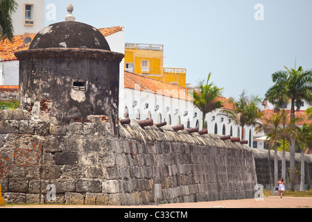 Alten Stadtmauern, Cartagena, Kolumbien Stockfoto