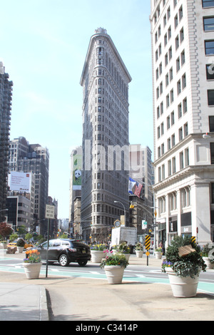 Blick auf Flat Iron Building in Manhattan New York während der frühen Morgenstunden Stockfoto