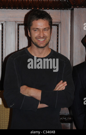 Gerard Butler Stars der kommenden Film, "Law Abiding Citizen" werden im Rahmen einer Pressekonferenz am nach Philadelphia begrüßt. Stockfoto