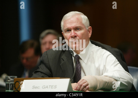 US-Verteidigungsminister Robert Gates erklärt Afghanistan US militärische Priorität, wenn er vor dem Senat ausgesagt Stockfoto