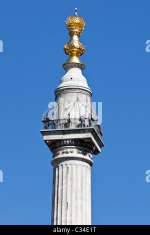 Aussichtsplattform auf dem Denkmal für den großen Brand von London Stockfoto