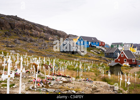 Friedhof in Qaqortoq (Julianehåb), Süd-Grönland Stockfoto