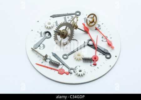 dekonstruiert alte Uhr Mechanismus details Stockfoto