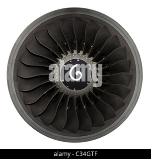 Nahaufnahme von Turbojet Flugzeuge isoliert auf weißem Hintergrund Stockfoto