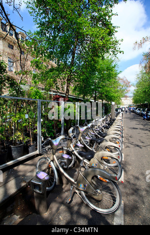 Velib Fahrradverleih in Paris, Frankreich Stockfoto