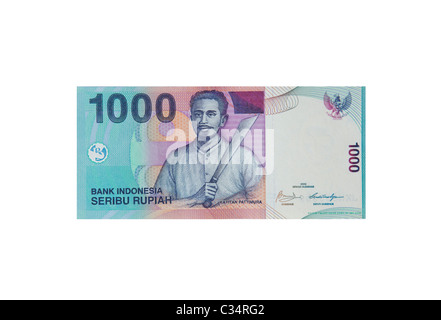 Indonesische 1000 Rupiah Hinweis ausschneiden Stockfoto