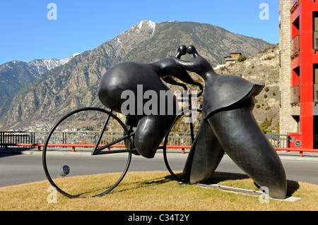 Skulptur "Gewinner Kiss' von Jean-louis toutain, Escaldes - Engordany, Fürstentum Andorra Stockfoto