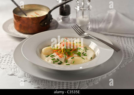 Waterzooi. Fisch-Eintopf. Flandern-Belgien Stockfoto