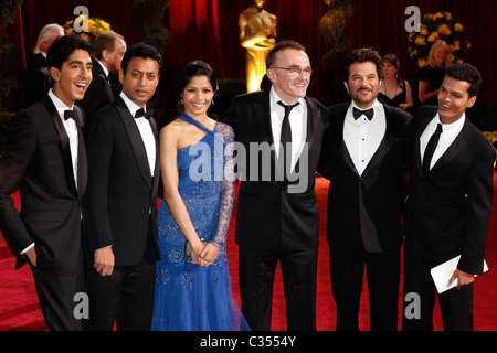 Dev Patel, Freida Pinto, Anil Kapoor, Danny Boyle, Irrfan Khan und Madhur Mittal die 81st Annual Academy Awards (Oscars)- Stockfoto