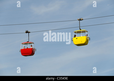 Zwei Seilbahnen weitergeben der Great Orme-Seilbahn-system Stockfoto