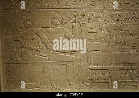 Ägyptische Kunst. Stele von Intef I. 2021-1981 V.C. Reich der Mitte. Erste Zwischenperiode. 11. Dynastie. Ägypten. Stockfoto