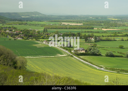 Blick nach Westen entlang der Böschung des Fulking in der South Downs National Park, West Sussex. Stockfoto