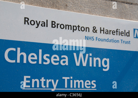 Melden Sie sich für den Chelsea Wing, Royal Brompton Hospital, Teil der Royal Brompton & Harefield NHS Foundation Trust, in London, Vereinigtes Königreich. Stockfoto