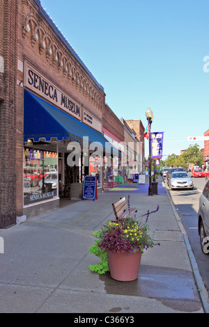 Main Street, Seneca Falls, NY, Geburtsort des die Frau Rights Movement. Stockfoto