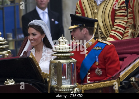 Königliche Hochzeit von Prinz William und Catherine Middleton. 29. April 2011. Herzog von Cambridge, Prinz William und Catherine, Stockfoto