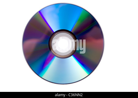 leere CD oder DVD auf weißem Hintergrund Stockfoto