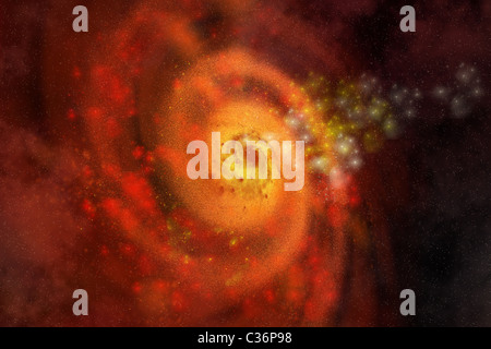 Eine Sammlung von Sternen und Gase bilden eine schöne Spiralgalaxie, im Raum. Stockfoto