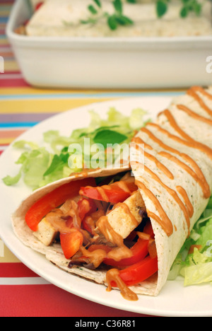 Vegane Satay Wrap Stockfoto