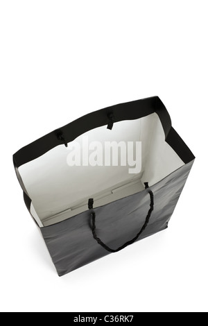 Schwarz-Einkaufstasche mit weißem Hintergrund Stockfoto