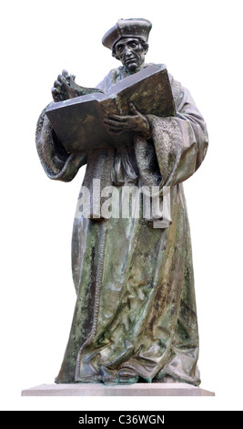 Rotterdam, Niederlande. Statue: Erasmus (1622 - Hendrik de Keyser) in Grote Kerkplein Stockfoto