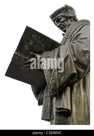 Rotterdam, Niederlande. Statue: Erasmus (1622 - Hendrik de Keyser) in Grote Kerkplein Stockfoto