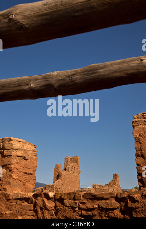 Die spanischen kolonialen Kirche auf Abo-Mission, Salinas Pueblo Missionen National Monument, New Mexico, USA. Stockfoto