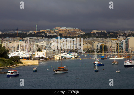 Blick auf Valletta Sliema Malta Stockfoto