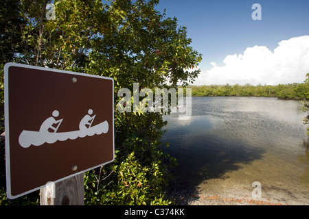 Kanu-Zeichen - j.n. Ding Darling National Wildlife Refuge - Sanibel Island, Florida USA Stockfoto