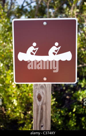 Kanu-Zeichen - j.n. Ding Darling National Wildlife Refuge - Sanibel Island, Florida USA Stockfoto