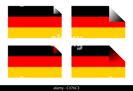 Deutsche Flagge Etiketten oder Aufkleber isoliert auf weißem Hintergrund. Stockfoto