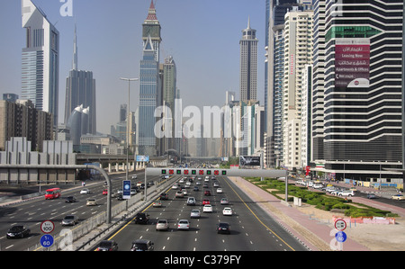 Die Innenstadt von Finanzplatz, Sheikh Zayed Road, Dubai, Dubai, Vereinigte Arabische Emirate Stockfoto