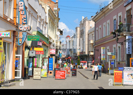 Main Street Szene, Uzhgorod, Transkarpatien, Ukraine Stockfoto