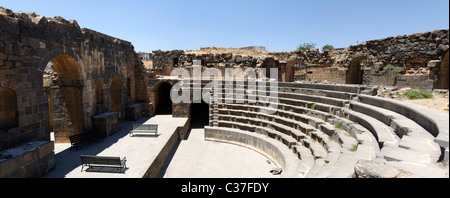 Shahba. Syrien. Blick auf das römische Theater in der antiken Stadt Phillippopolis – heute bekannt als Shahba gefunden. Stockfoto