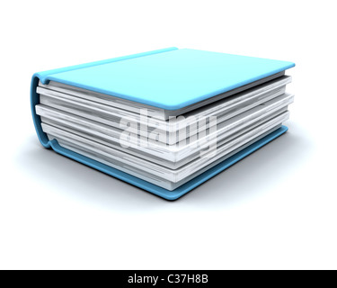 3D Charicature Rendern eines einzelnen Buches auf weiß Stockfoto