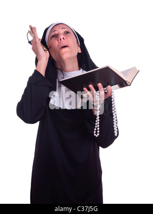 Verschiedenen Nonne mit einem lustigen Ausdruck Stockfoto