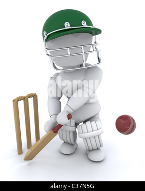 3D Rendering eines Mannes Cricket spielen Stockfoto