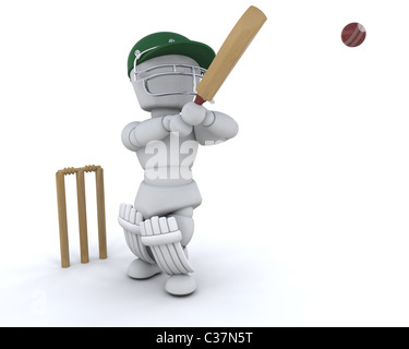 3D Rendering eines Mannes Cricket spielen Stockfoto