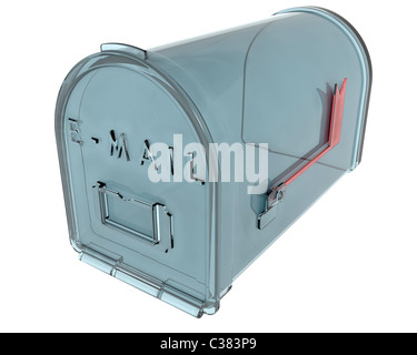 3D Rendern von einem Briefkasten aus Glas gefertigt Stockfoto