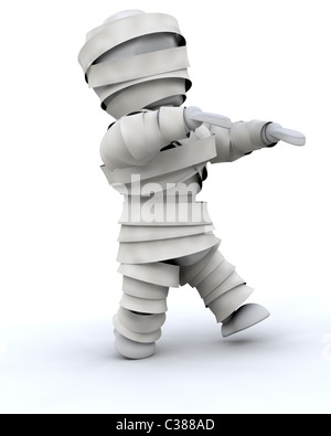 3D Rendering eines Mannes in Mumie Halloweenkostüm Stockfoto