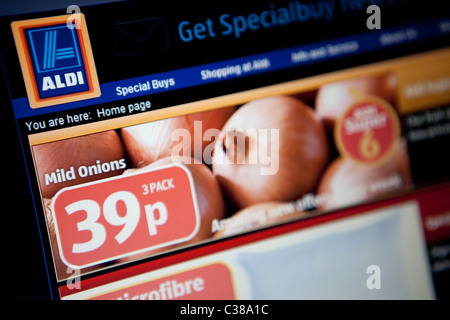 Aldi-Webseite. Stockfoto