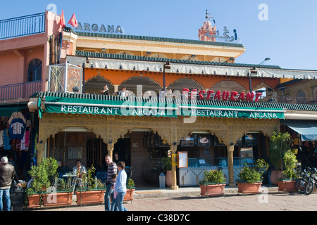 Cafe Argana am Djemma el Fna, Marrakesch, Marokko Stockfoto