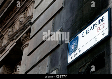 Cheapside Zeichen in der Stadt Stockfoto