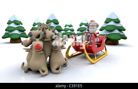 3D Render von Santa Claus und Geschenke Stockfoto